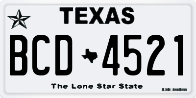 TX license plate BCD4521