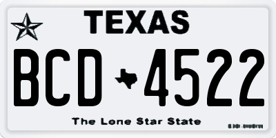 TX license plate BCD4522