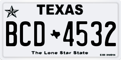 TX license plate BCD4532
