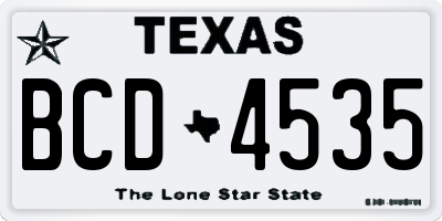 TX license plate BCD4535