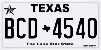 TX license plate BCD4540