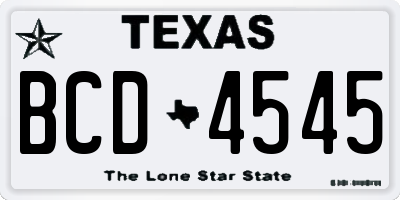 TX license plate BCD4545