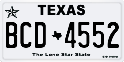 TX license plate BCD4552