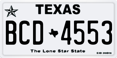 TX license plate BCD4553