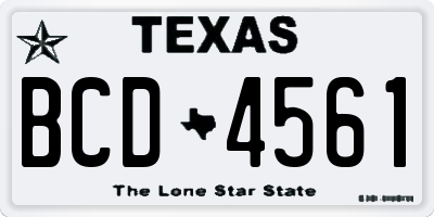 TX license plate BCD4561