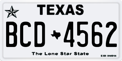 TX license plate BCD4562