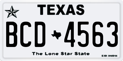TX license plate BCD4563