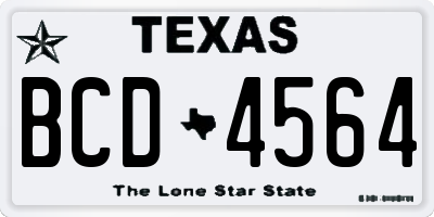 TX license plate BCD4564