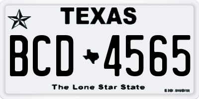 TX license plate BCD4565