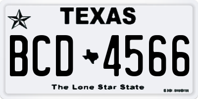 TX license plate BCD4566