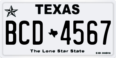 TX license plate BCD4567