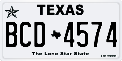 TX license plate BCD4574