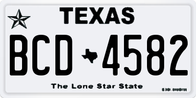 TX license plate BCD4582