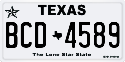 TX license plate BCD4589