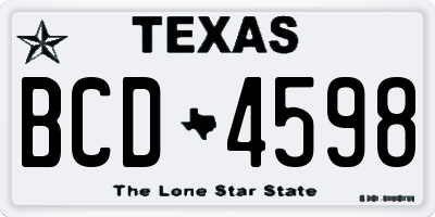 TX license plate BCD4598