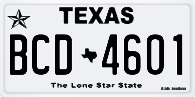TX license plate BCD4601