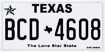 TX license plate BCD4608
