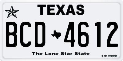 TX license plate BCD4612