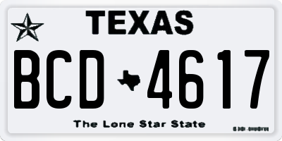 TX license plate BCD4617