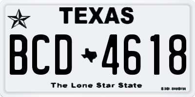 TX license plate BCD4618