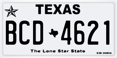 TX license plate BCD4621