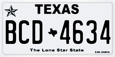 TX license plate BCD4634