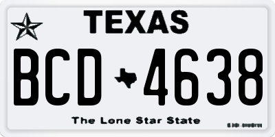 TX license plate BCD4638