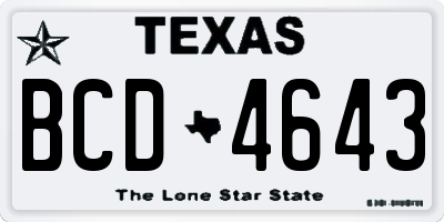 TX license plate BCD4643