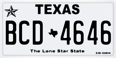TX license plate BCD4646