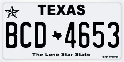 TX license plate BCD4653