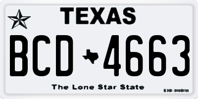 TX license plate BCD4663