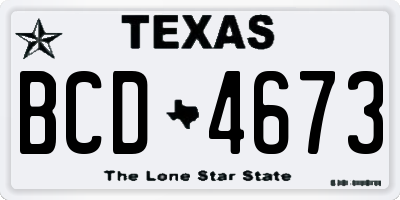 TX license plate BCD4673