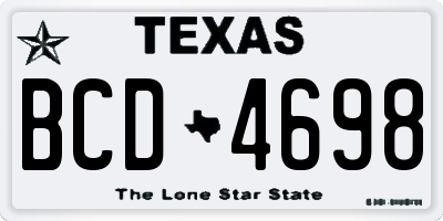 TX license plate BCD4698