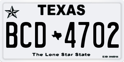 TX license plate BCD4702