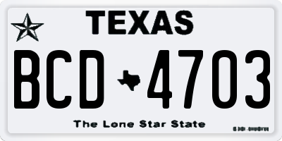 TX license plate BCD4703