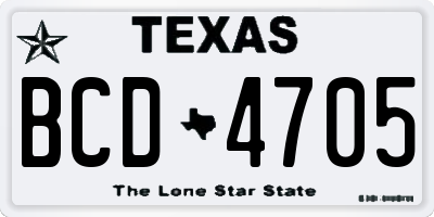 TX license plate BCD4705