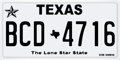 TX license plate BCD4716
