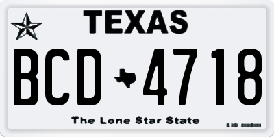 TX license plate BCD4718