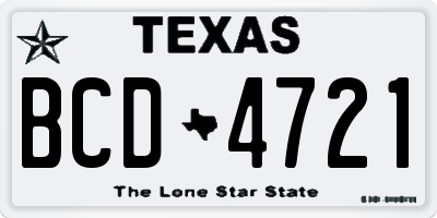 TX license plate BCD4721