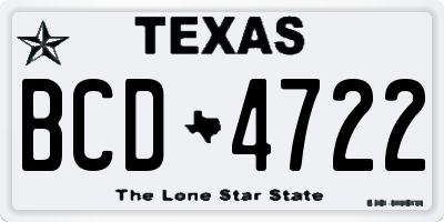 TX license plate BCD4722