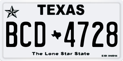 TX license plate BCD4728