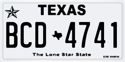 TX license plate BCD4741