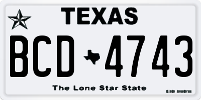 TX license plate BCD4743