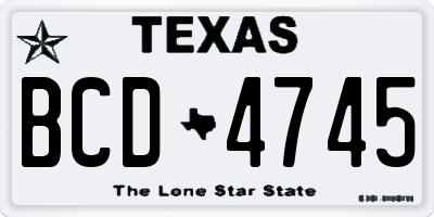 TX license plate BCD4745