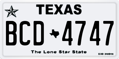 TX license plate BCD4747