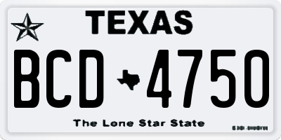 TX license plate BCD4750