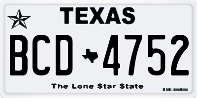 TX license plate BCD4752