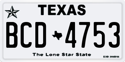 TX license plate BCD4753