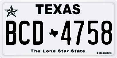 TX license plate BCD4758