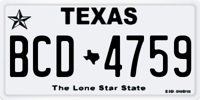 TX license plate BCD4759